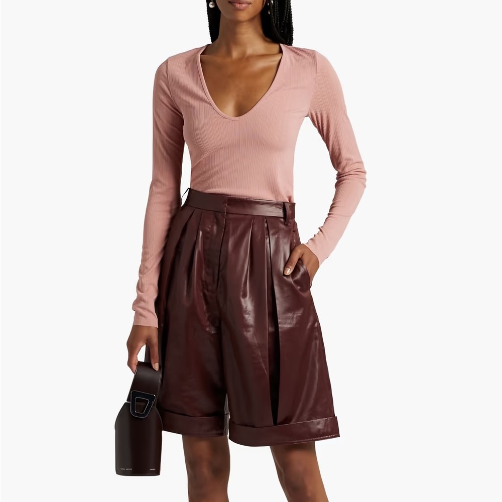Rag & Bone Zoe Deep V Long-Sleeve Top in Mauvdout (XL)